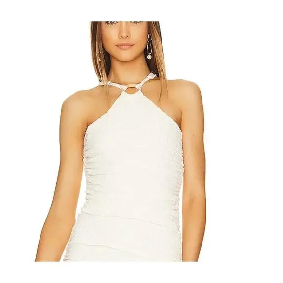 Likely CARMONA DRESS Bodycon Ruched Stretch Crepe Midi | Ivory, Sz 8 NEW - Picture 4 of 9